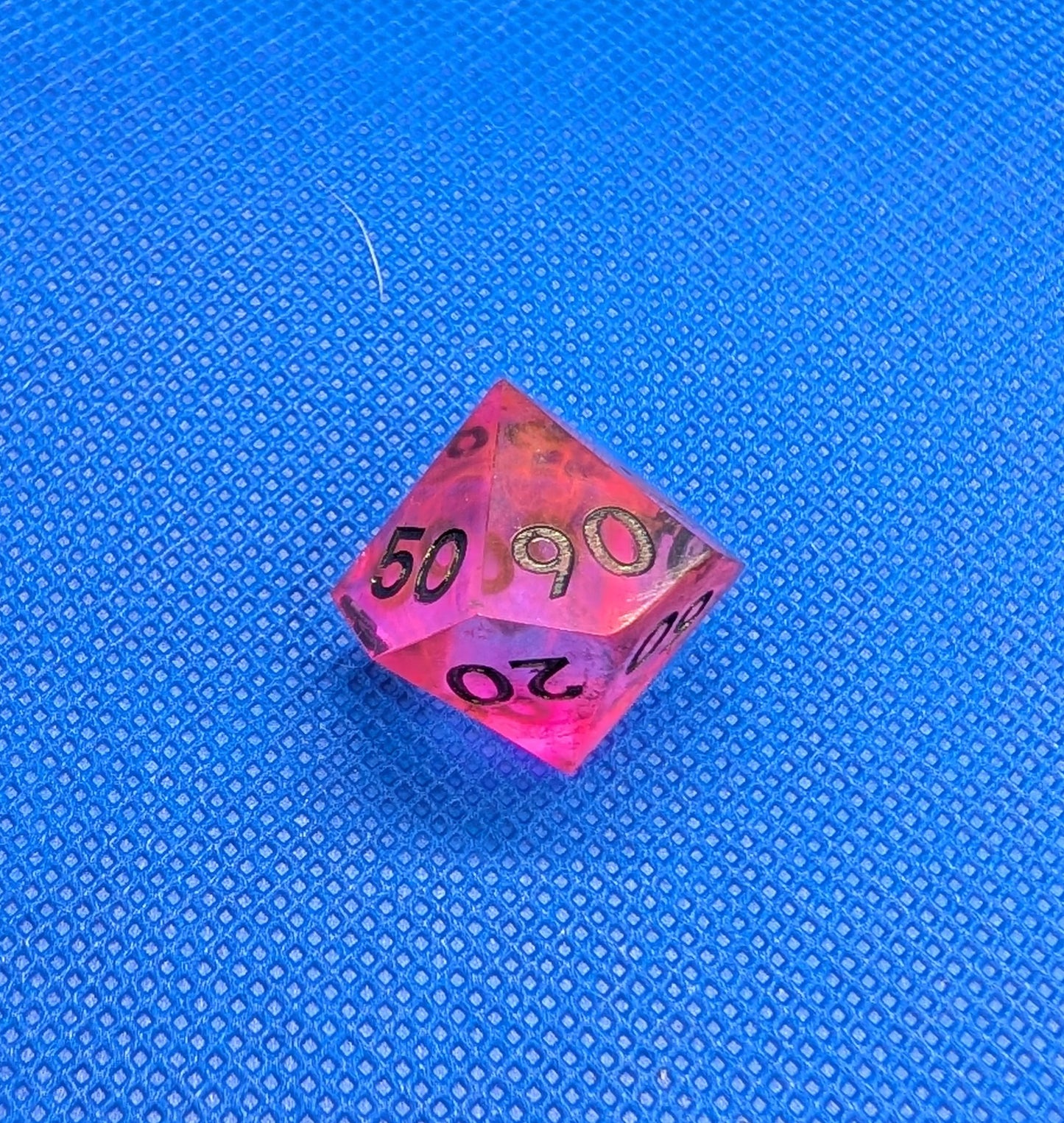 UV Reactive Pink and Clear Polyhedral Dice Set inc. shard d4 and gem d4 with black numbering