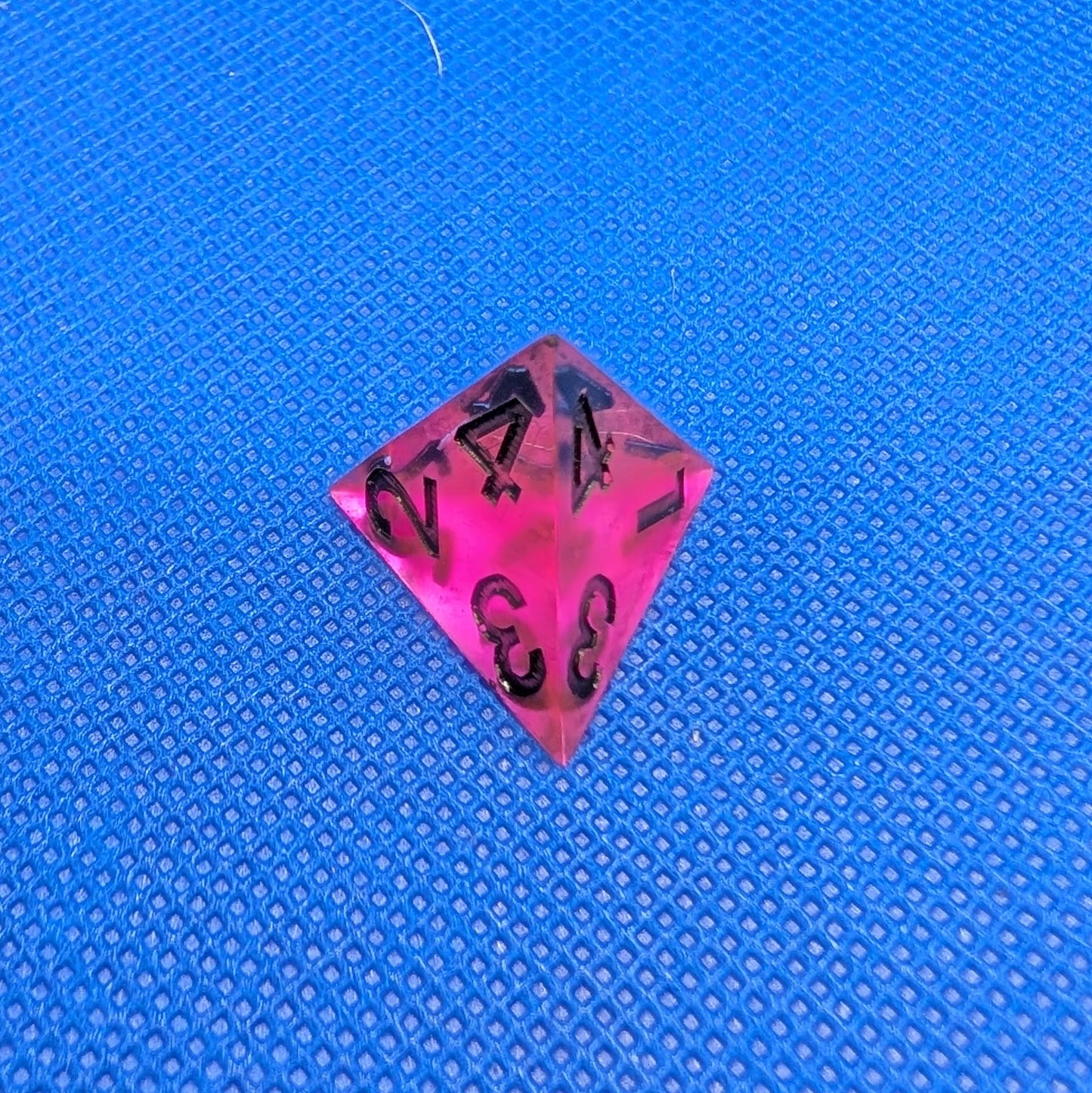 UV Reactive Pink and Clear Polyhedral Dice Set inc. shard d4 and gem d4 with black numbering