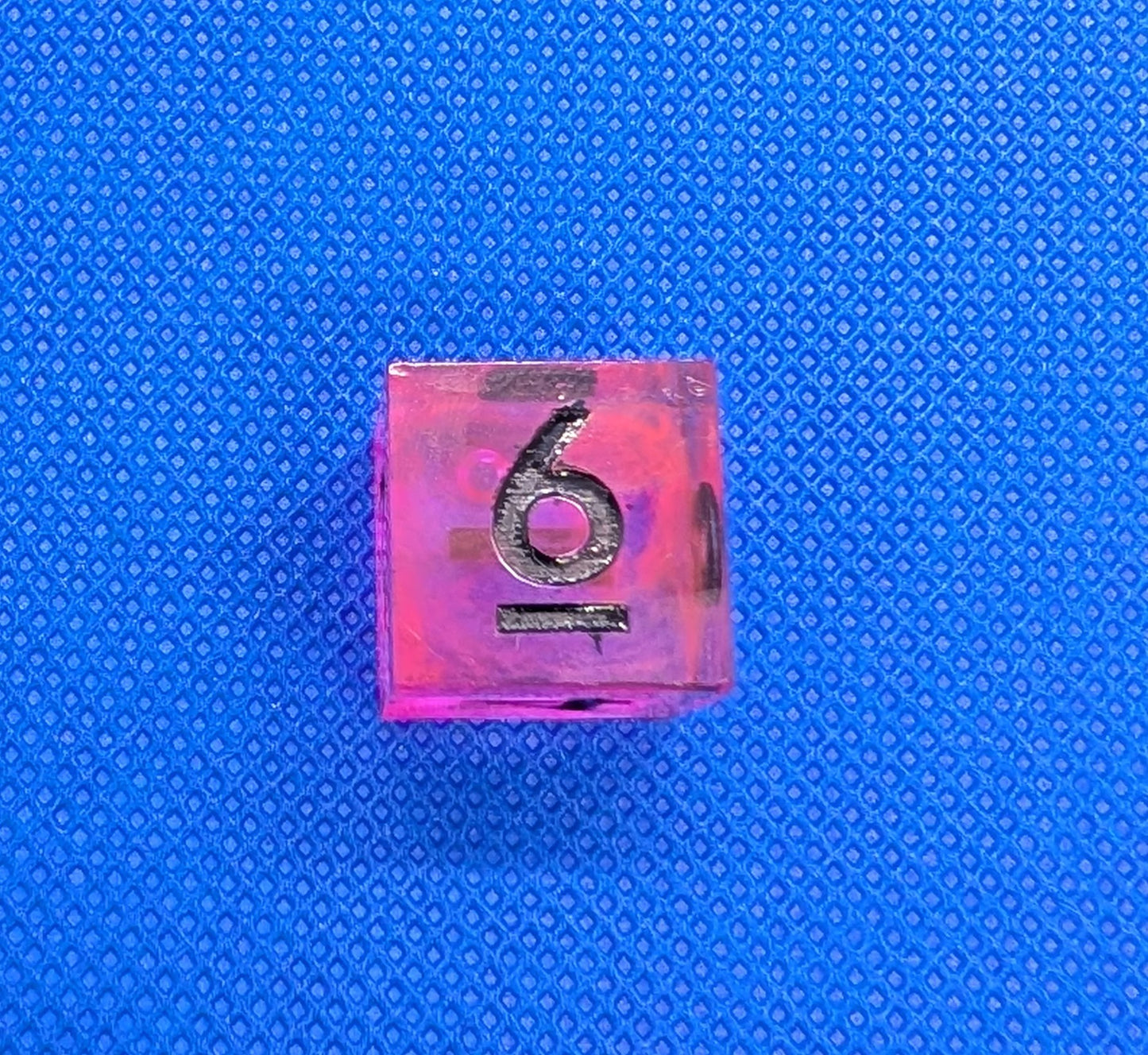 UV Reactive Pink and Clear Polyhedral Dice Set inc. shard d4 and gem d4 with black numbering