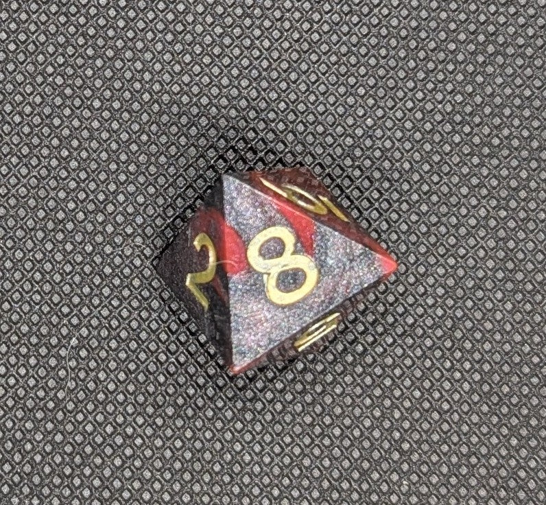 UV Reactive multicoloured polyhedral dice set with extra shard d4 and gem d4