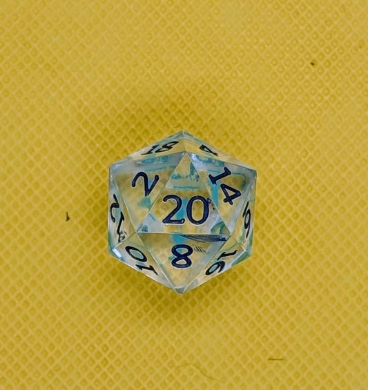 Odds and Evens clear dice. Odds inked green Evens inked blue *d6 deformed but not weighted