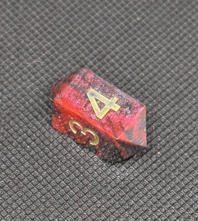 UV Reactive multicoloured polyhedral dice set with extra shard d4 and gem d4