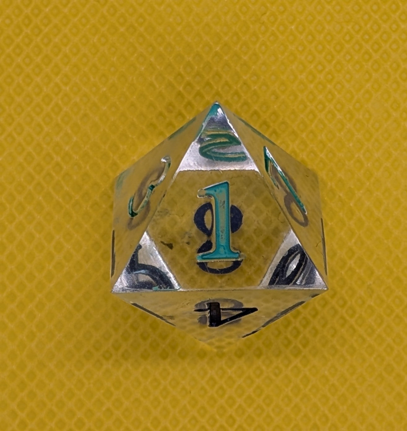 Odds and Evens clear dice. Odds inked green Evens inked blue *d6 deformed but not weighted