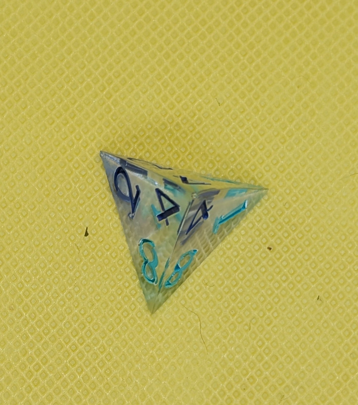 Odds and Evens clear dice. Odds inked green Evens inked blue *d6 deformed but not weighted