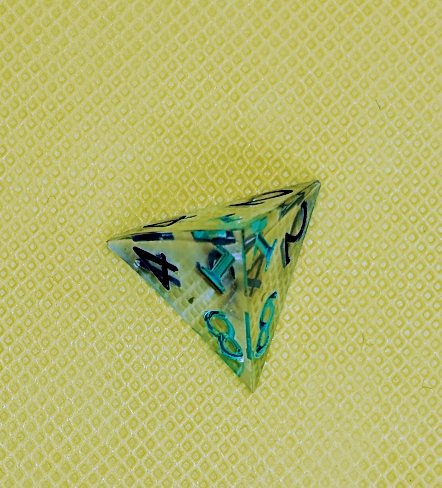 Odds and Evens clear dice. Odds inked green Evens inked blue *d6 deformed but not weighted