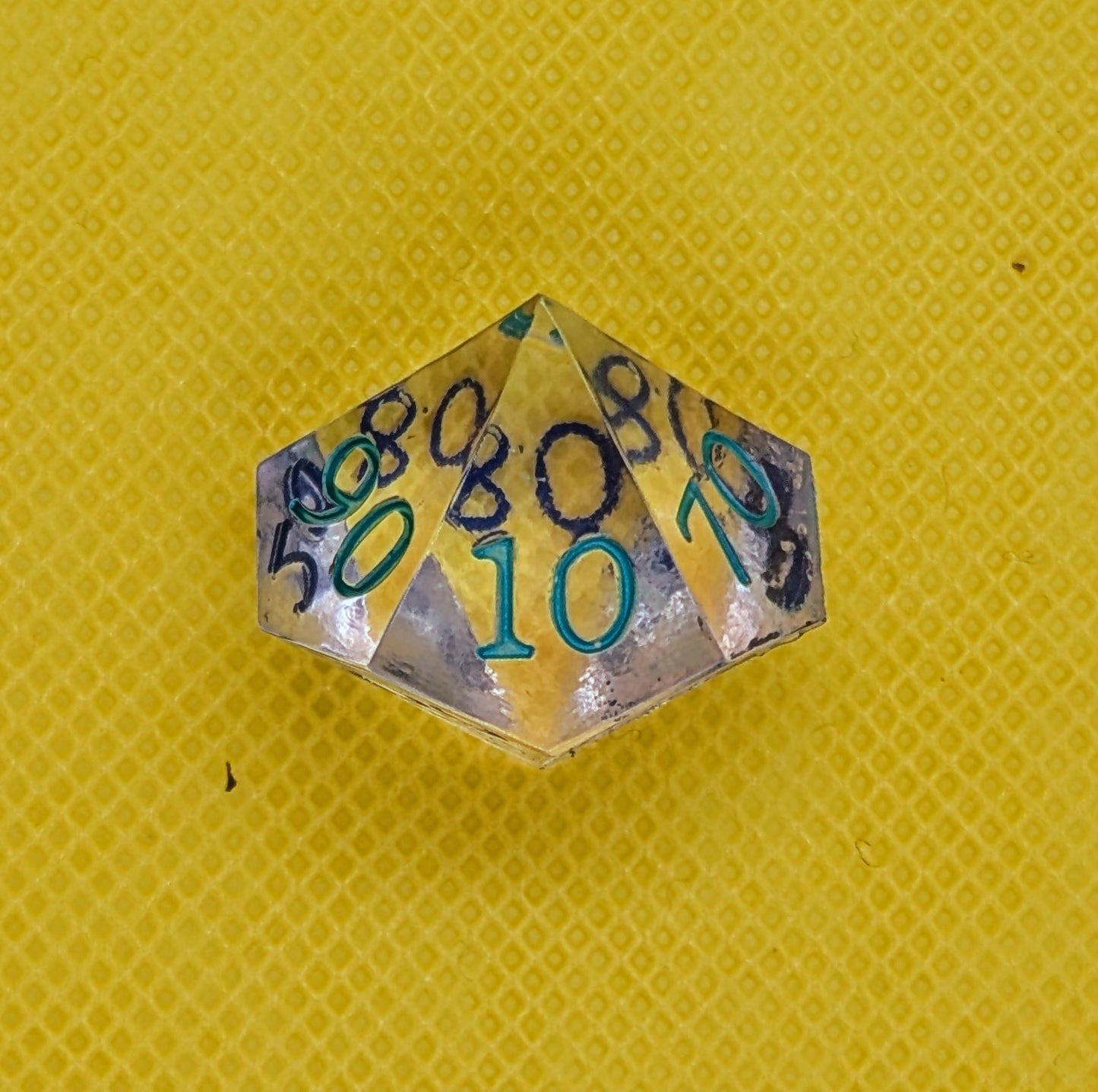 Odds and Evens clear dice. Odds inked green Evens inked blue *d6 deformed but not weighted